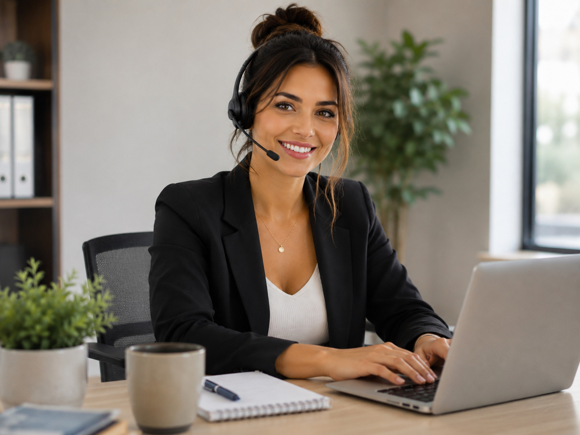 A NutureNest support coordinator with a headset helping an NDIS participant over the phone in South West Sydney
